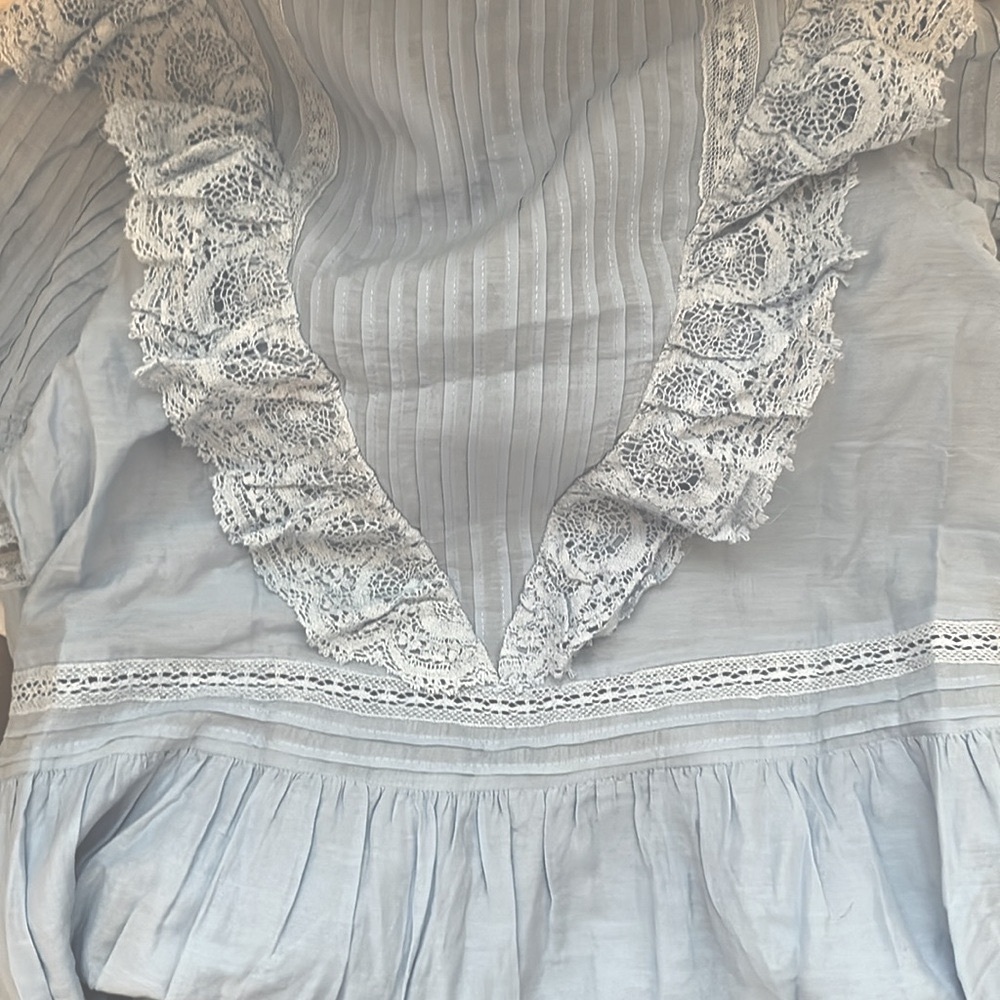 Zadig & Voltaire Blue Lace Ruffle Maxi Dress | Boho Cottage-core SZ S NWT! - Picture 7 of 13